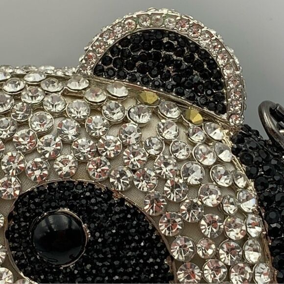 Charles Dary Black and White Panda Crossbody Bag with Beaded Design - Picture 7 of 12